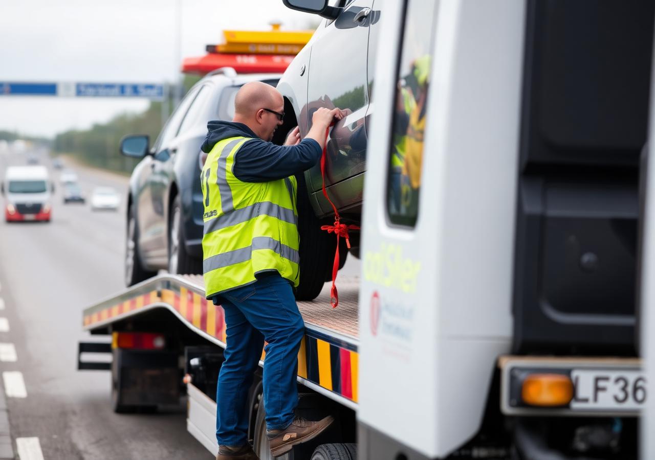 A2B recovery operator securing a vehicle
